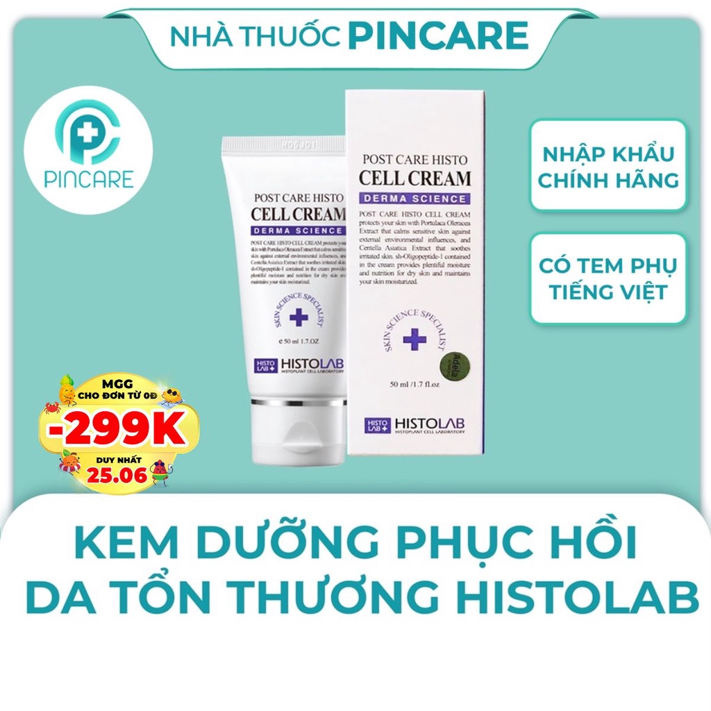 Kem dưỡng phục hồi da B5, tinh chất rau má Histolab Post Care Histo Cell Cream - Hàng chính hãng - Nhà thuốc PinCare