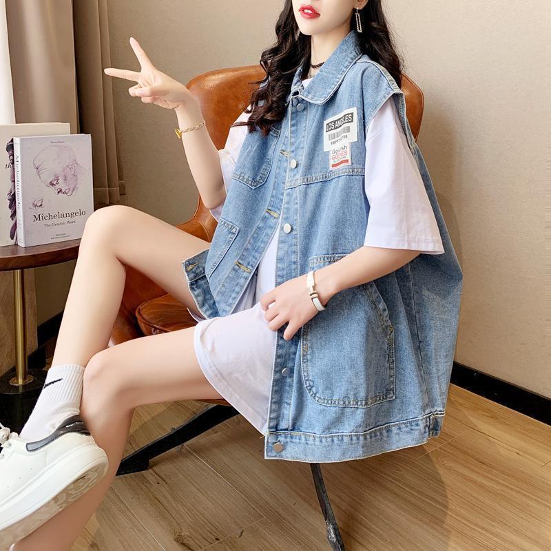 Áo Khoác Denim Không Tay Dáng Rộng Phong Cách Phương Tây Thời Trang Xuân Hè Mới Cho Nữ