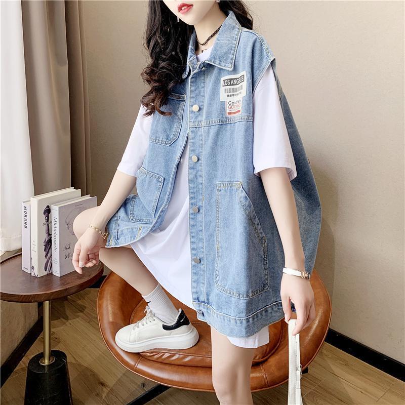 Áo Khoác Denim Không Tay Dáng Rộng Phong Cách Phương Tây Thời Trang Xuân Hè Mới Cho Nữ
