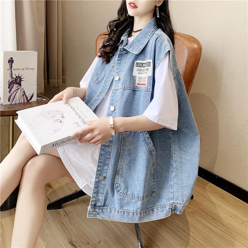 Áo Khoác Denim Không Tay Dáng Rộng Phong Cách Phương Tây Thời Trang Xuân Hè Mới Cho Nữ