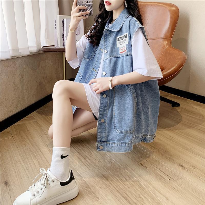 Áo Khoác Denim Không Tay Dáng Rộng Phong Cách Phương Tây Thời Trang Xuân Hè Mới Cho Nữ