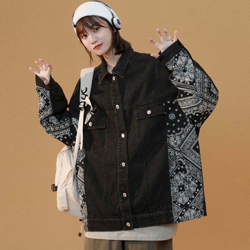 Áo Khoác Denim In Họa Tiết Phong Cách Hàn Quốc Thời Trang Xuân Thu Mới Cho Nữ