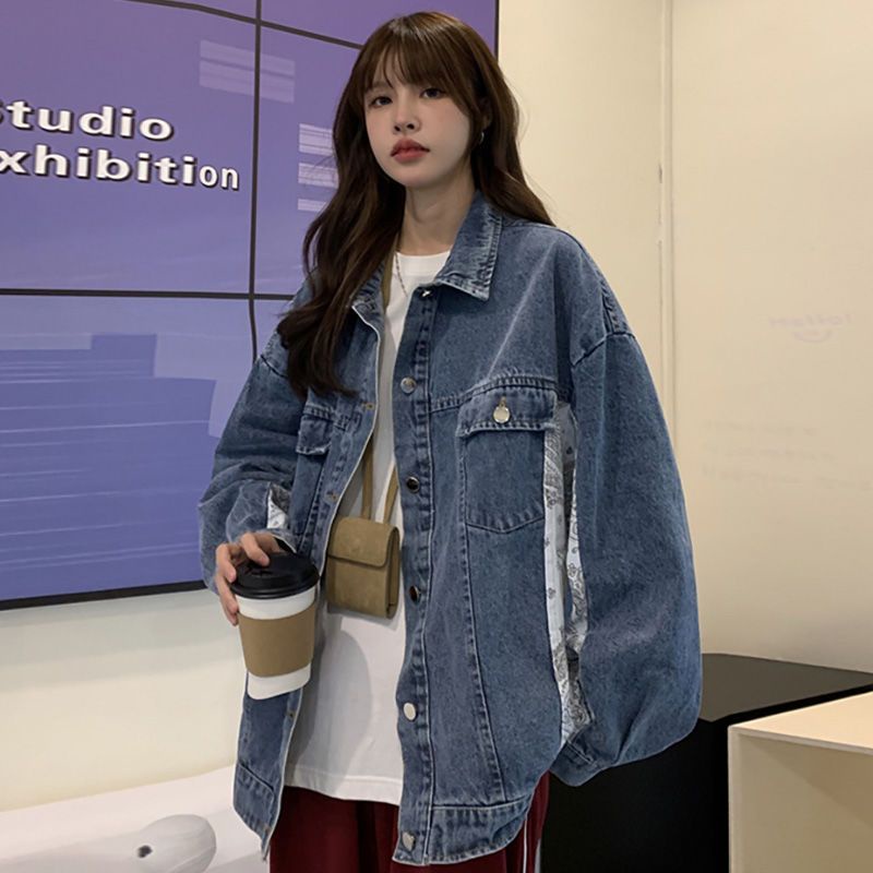 Áo Khoác Denim In Họa Tiết Phong Cách Hàn Quốc Thời Trang Xuân Thu Mới Cho Nữ