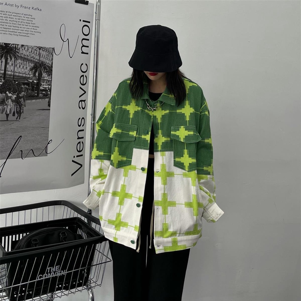 Jiashucheng Áo Khoác Tay Dài Dáng Rộng Phong Cách Hàn Quốc Thời Trang Xuân Thu Dễ Phối Đồ Cho Nữ Sinh