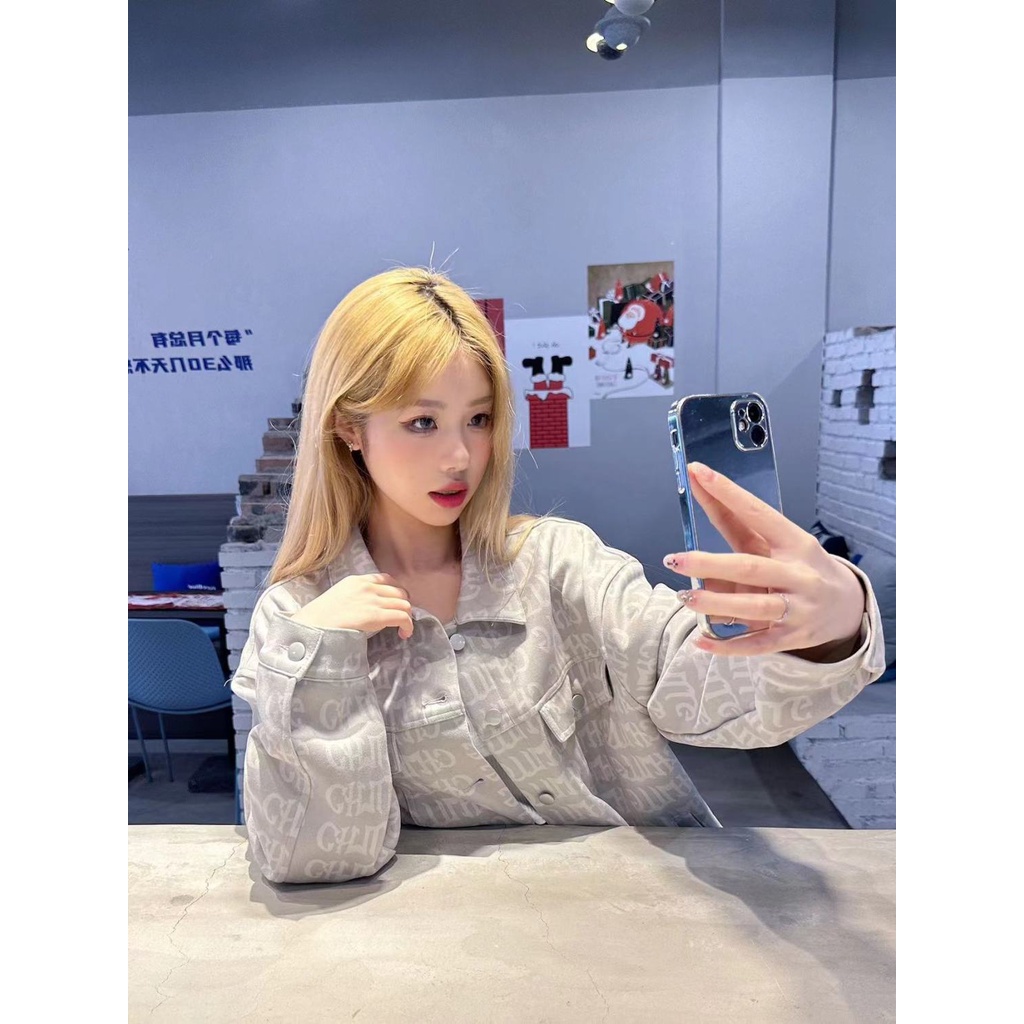 Áo Khoác Dáng Rộng Màu Xám Nhạt In Chữ Phong Cách Đường Phố Mỹ Thời Trang Mùa Xuân Mới Cho Nam Và Nữ