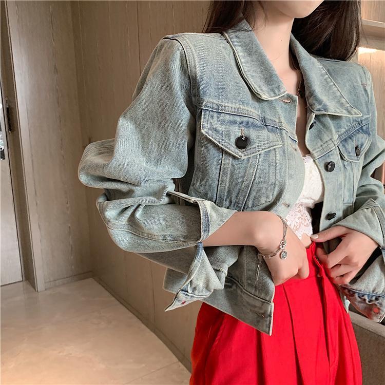 Áo Khoác Denim Tay Dài Phong Cách Retro Thời Trang Xuân Thu Mới Cho Nữ