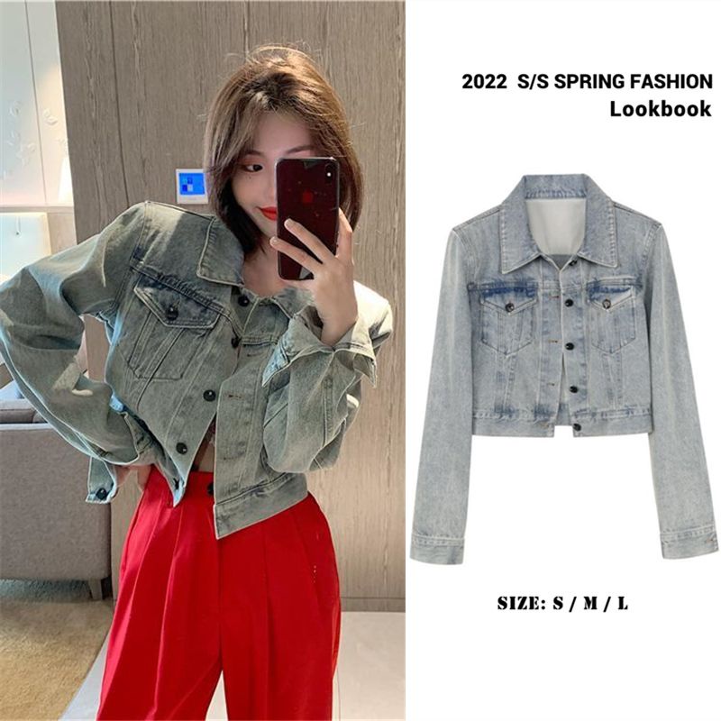 Áo Khoác Denim Tay Dài Phong Cách Retro Thời Trang Xuân Thu Mới Cho Nữ
