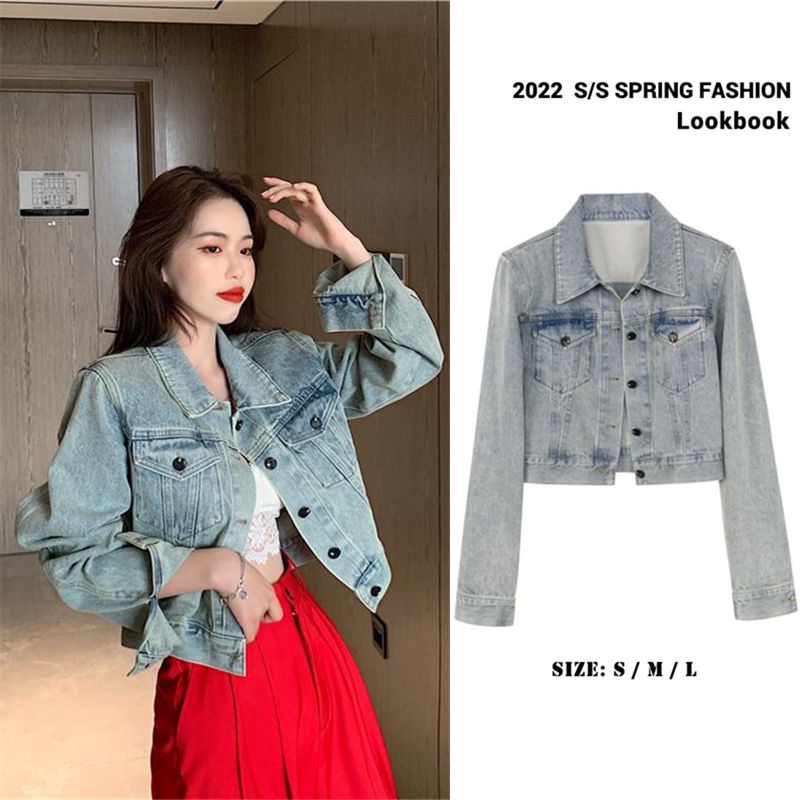 Áo Khoác Denim Tay Dài Phong Cách Retro Thời Trang Xuân Thu Mới Cho Nữ