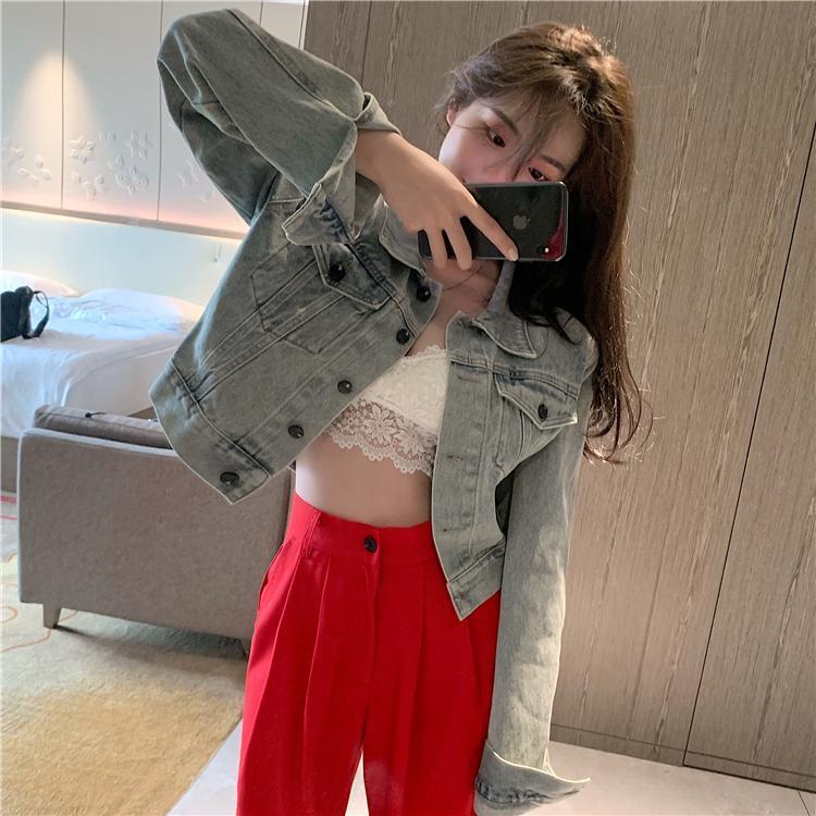 Áo Khoác Denim Tay Dài Phong Cách Retro Thời Trang Xuân Thu Mới Cho Nữ