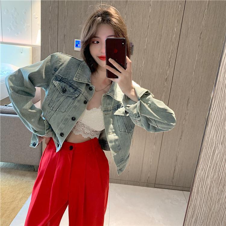 Áo Khoác Denim Tay Dài Phong Cách Retro Thời Trang Xuân Thu Mới Cho Nữ