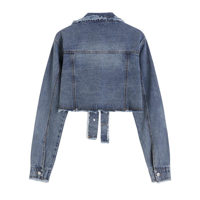 Áo Khoác Denim Ngắn Phong Cách Retro Thời Trang Xuân Thu Mới Cho Nữ