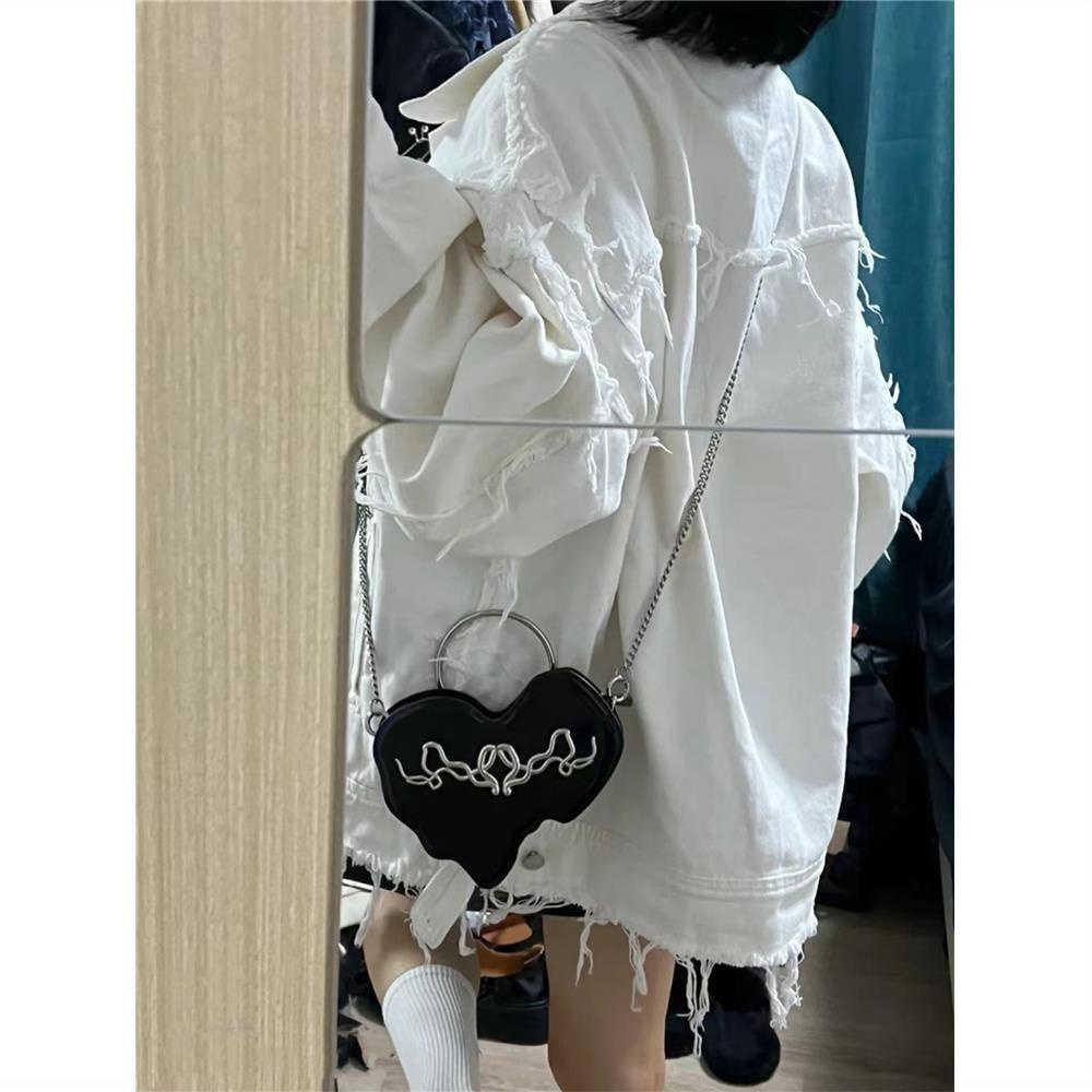 Jiashucheng Áo Khoác Denim Thương Hiệu Màu Trắng Phong Cách Retro Mùa Xuân Dáng Rộng Sờn