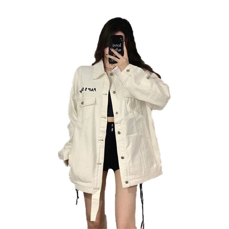 Áo Khoác Denim Dáng Rộng Kiểu Retro Mỹ Thời Trang Xuân Thu Cho Nữ