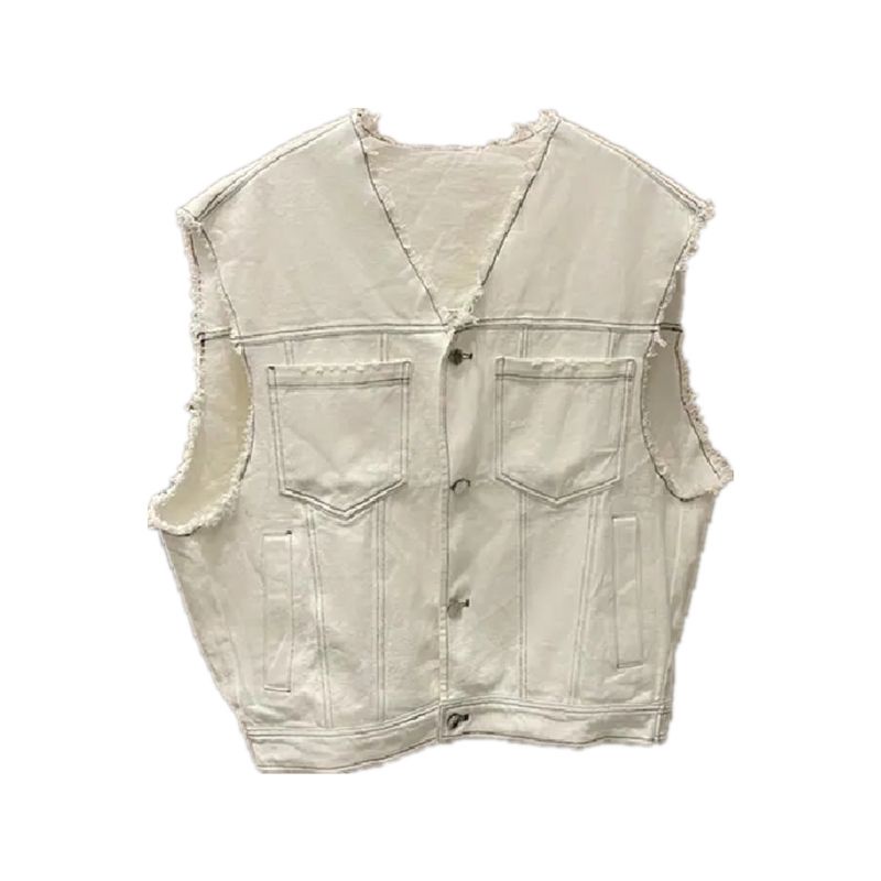 Jiashucheng Áo Denim Không Tay Dáng Rộng Nhiều Lớp Phong Cách Châu Âu Mùa Hè Mới Cho Nữ Niche