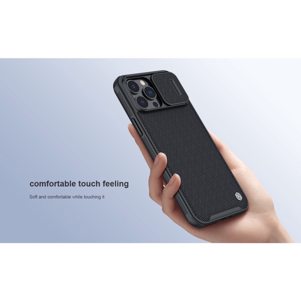 Ốp Lưng Nillkin cho iPhone 14 Pro Max - 14 Max - 14 Pro - 13 Pro - 13 ProMax Textured sợi vải carbon trượt bảo vệ camera