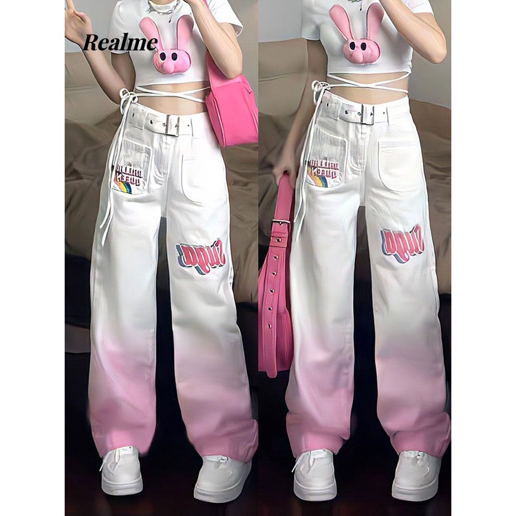 Quần Jeans Nữ Dài Lưng Cao Dáng Rộng Thời Trang