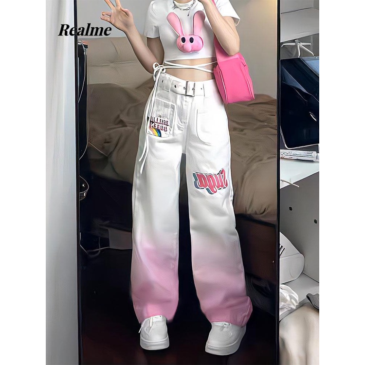Quần Jeans Nữ Dài Lưng Cao Dáng Rộng Thời Trang