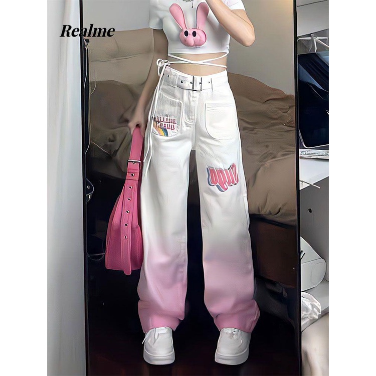 Quần Jeans Nữ Dài Lưng Cao Dáng Rộng Thời Trang