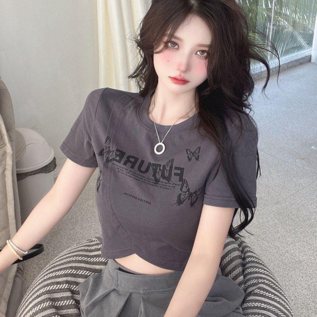 Áo Thun Nữ Ngắn Tay Lệch Vai Ôm Dáng Phong Cách Mùa Hè Mới