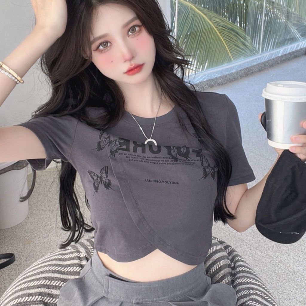 Áo Thun Nữ Ngắn Tay Lệch Vai Ôm Dáng Phong Cách Mùa Hè Mới