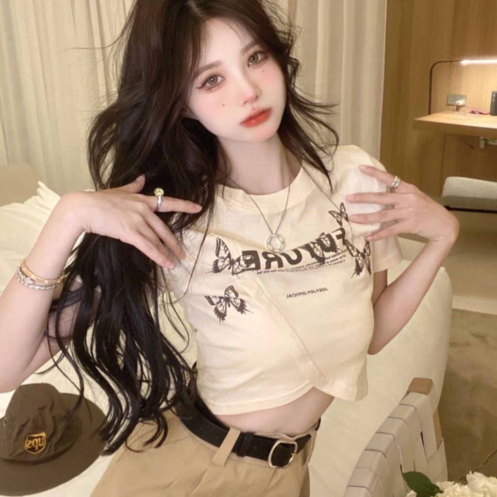 Áo Thun Nữ Ngắn Tay Lệch Vai Ôm Dáng Phong Cách Mùa Hè Mới