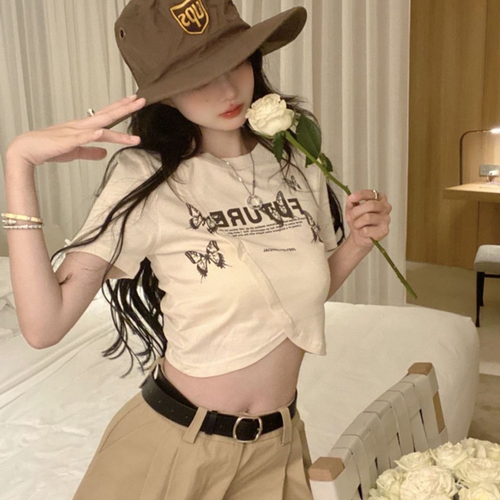 Áo Thun Nữ Ngắn Tay Lệch Vai Ôm Dáng Phong Cách Mùa Hè Mới