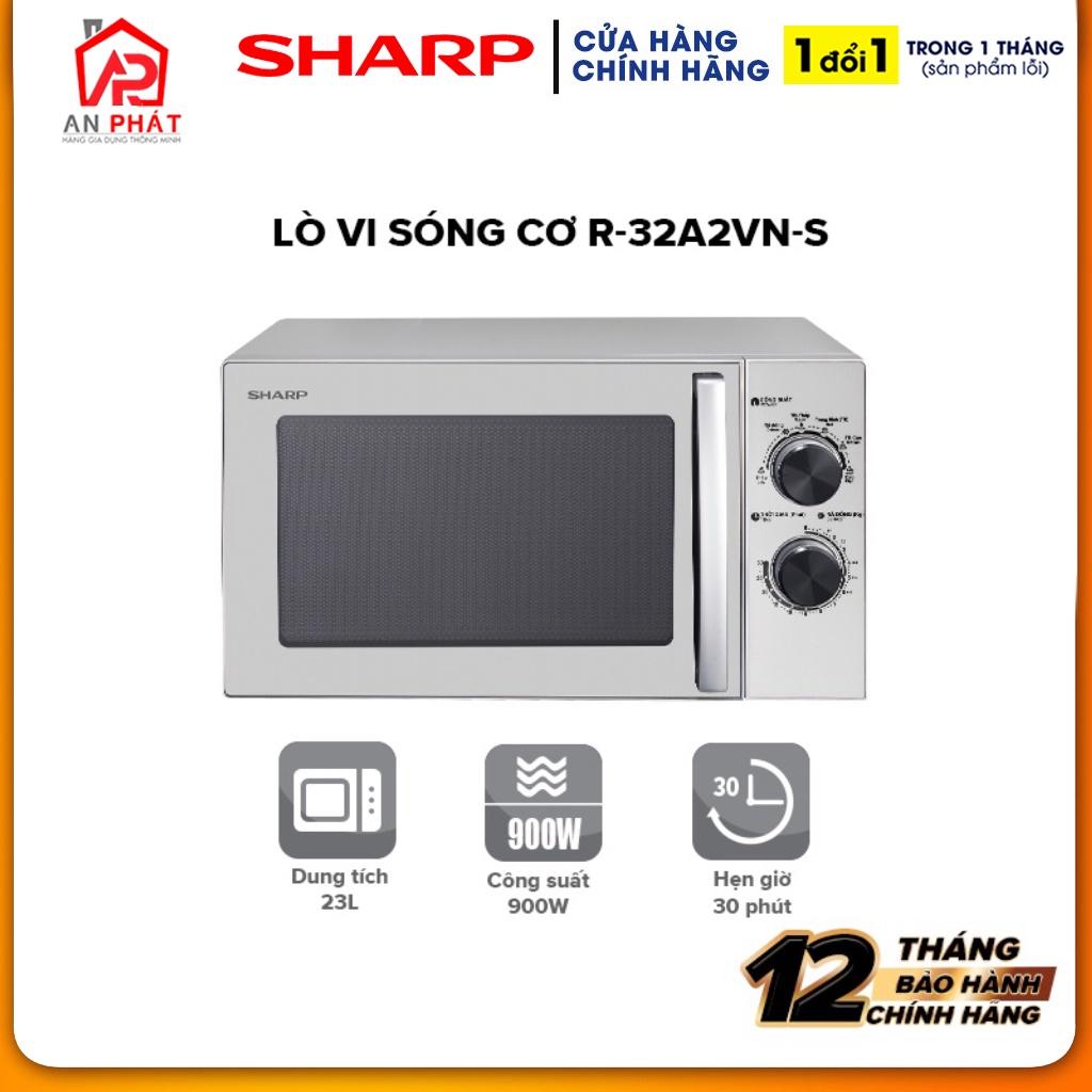 Lò vi sóng cơ Sharp R-32A2VN-S (23 lít), BH 12 tháng - Hàng Chính Hãng
