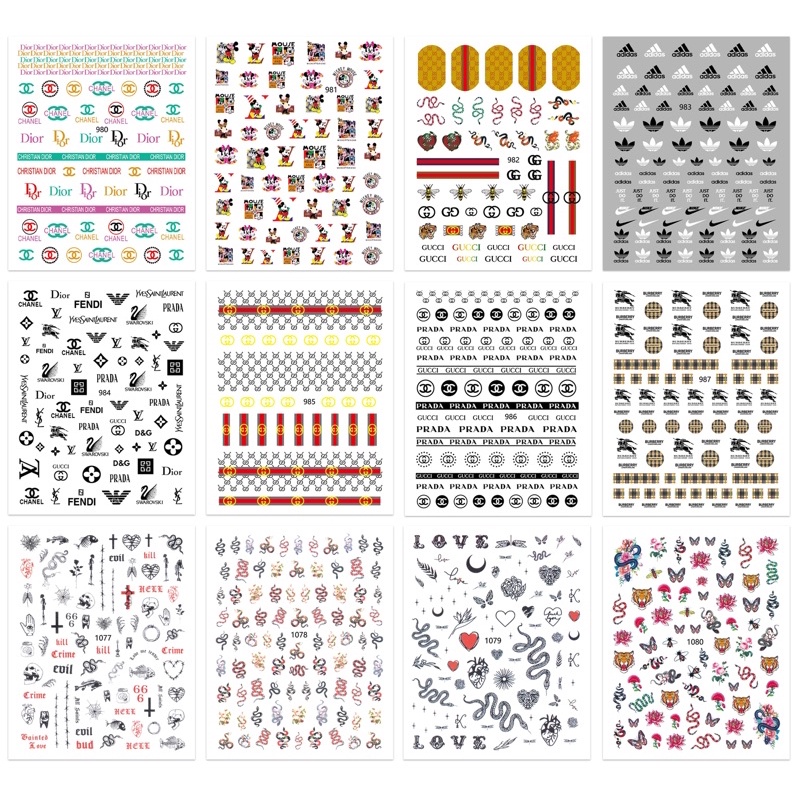 sticker thương hiệu logo cao cấp - miếng dán móng 3D trang trí móng