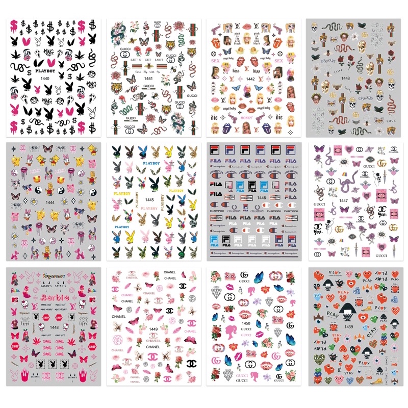 sticker thương hiệu hình 3D miếng dán trang trí móng