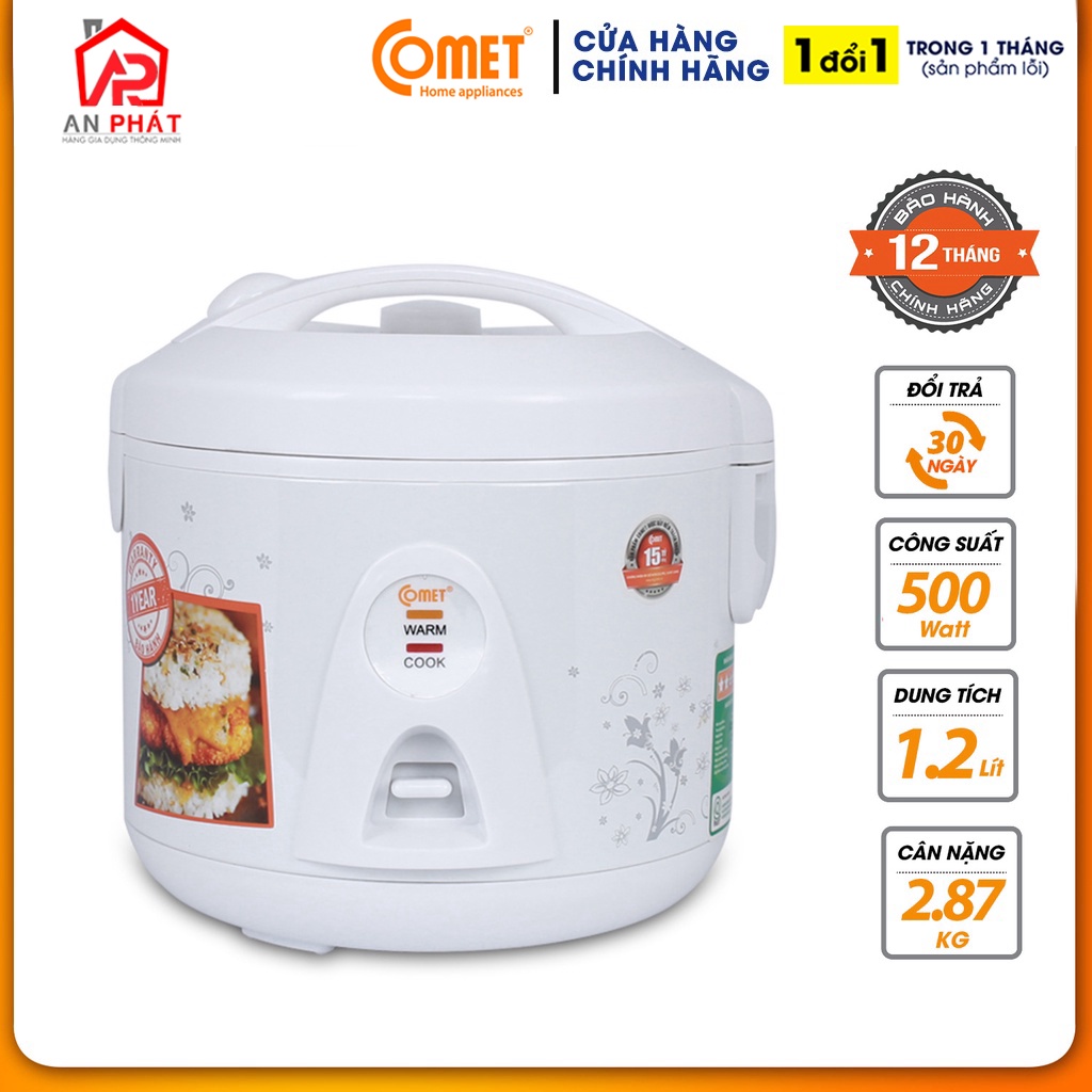 Nồi cơm điện 1.2L COMET - CM8028:CM8028  - Hàng Chính Hãng Bảo Hành 12 Tháng