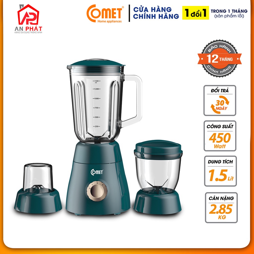 Máy xay sinh tố 3 cối 450W COMET - CM9979 - Hàng Chính Hãng Bảo Hành 12 Tháng