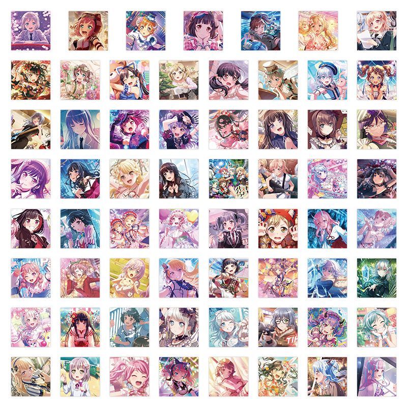 Bộ 62 Miếng Dán Trang Trí Sổ Tay Chống Thấm Nước Họa Tiết Anime Nhật Bản BanG Dream Kasei Taei
