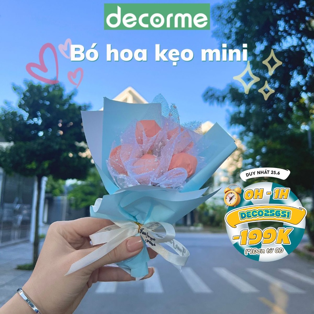 Combo phụ liệu gói hoa bó hoa  kẹo mút mini đáng yêu làm decor chụp ảnh quà tặng
