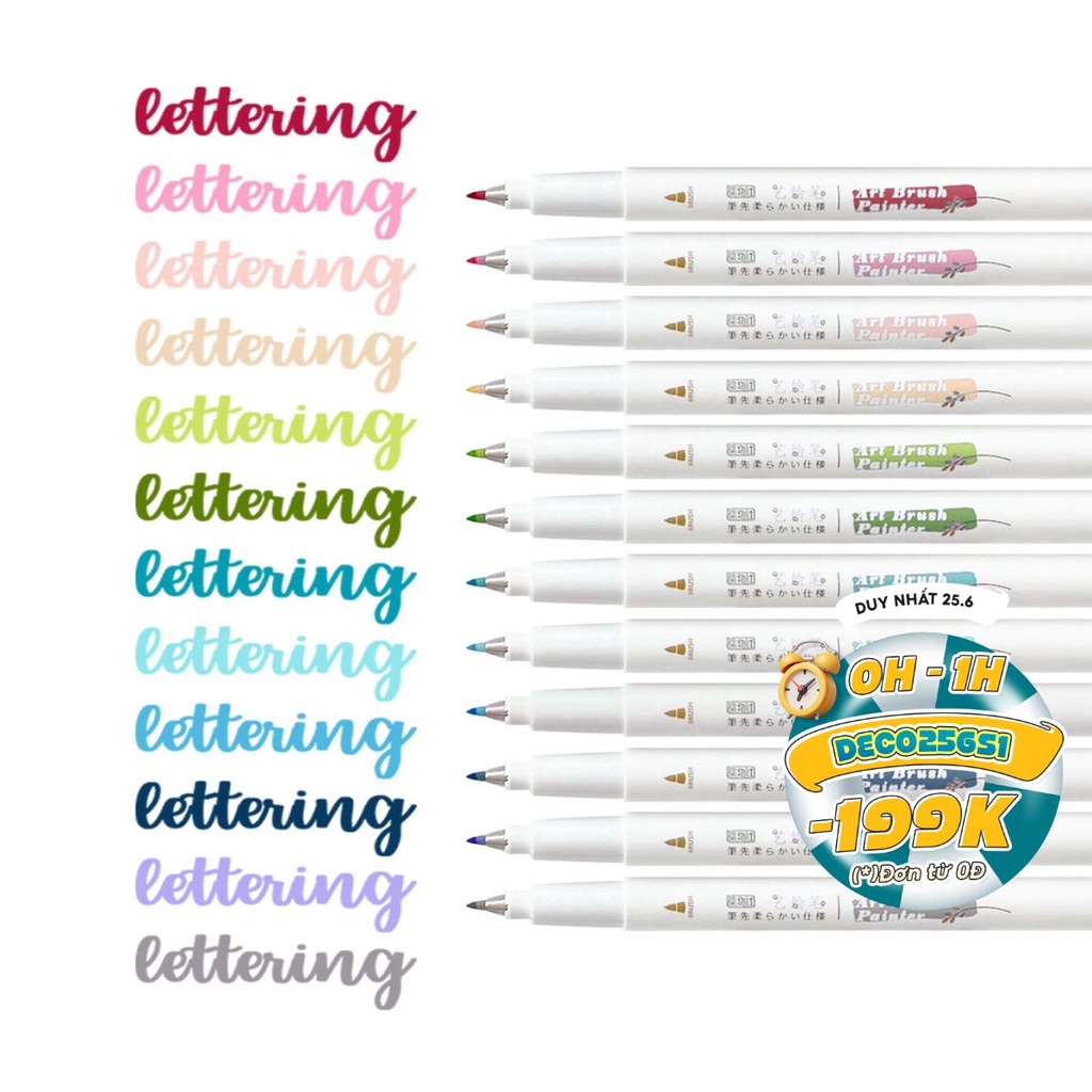 Bút Brush Pen Viết Thư pháp Calligraphy Air Brush DecorMe Bút lông tập viết tiêu đề sổ bullet journal Lẻ 1 bút VIENCE