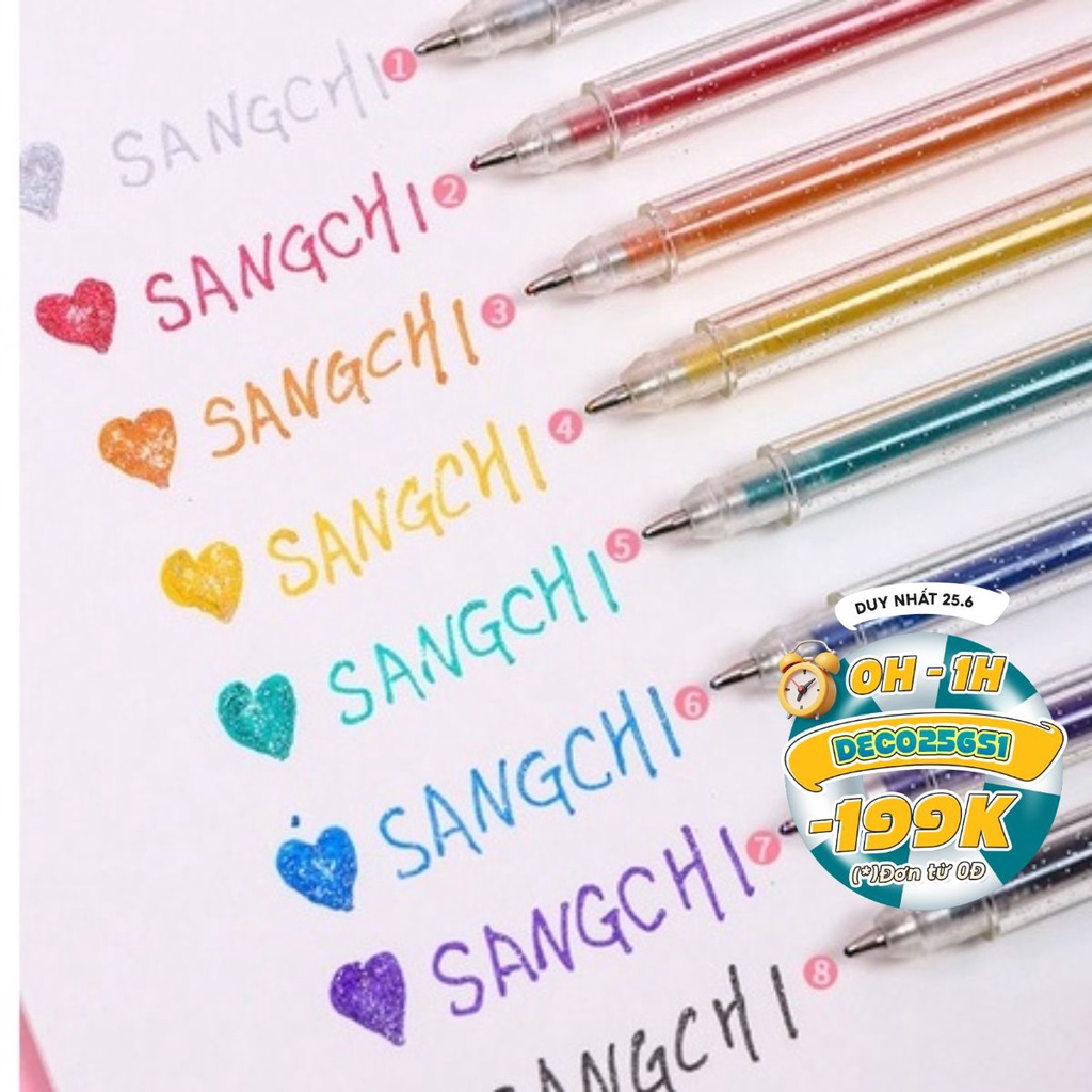 Hộp 6 Bút Gel Xóa Được mực Đen Xanh Decorme Bút bi bấm xóa được ngòi 0.5mm nhiều hình dễ thương