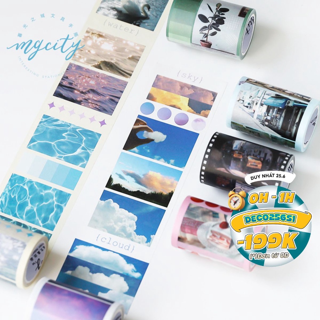 Washi tape khổ lớn, sticker instagram băng dính họa tiết trang trí sổ tay, bullet journal DecorMe