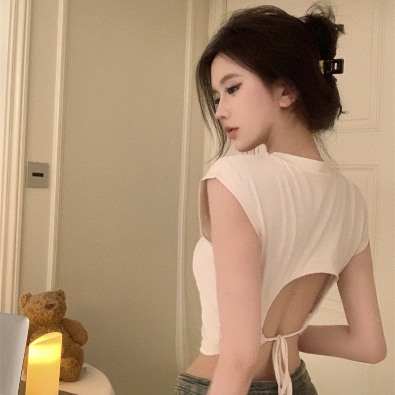 Áo Thun Ngắn Tay Dáng Ôm Hở Lưng Thời Trang Mùa Hè Dành Cho Nữ