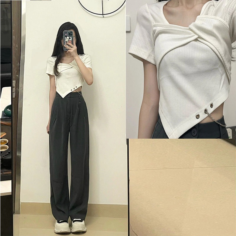 Jiashucheng Áo Thun Ngắn Tay Thời Trang Mùa Hè Cho Nữ