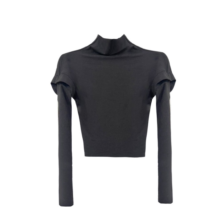 Jiashucheng Áo Thun Mỏng Cổ Cao Buộc Dây Eo Nhỏ Nhắn Cá Tính Ngọt Ngào