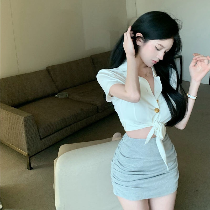 Áo Sơ Mi Ngắn Tay Cổ polo Màu Trắng Phong Cách Pháp Thời Trang Cho Nữ