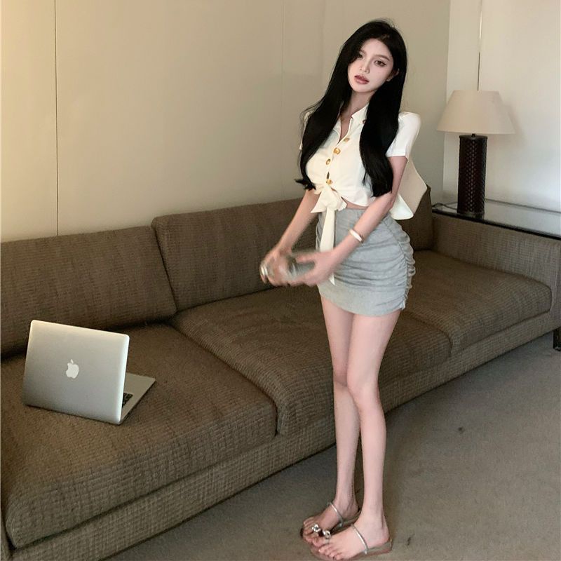 Áo Sơ Mi Ngắn Tay Cổ polo Màu Trắng Phong Cách Pháp Thời Trang Cho Nữ