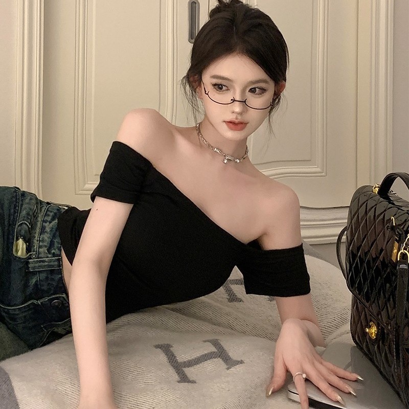 Áo Thun Ngắn Tay Lệch Vai Ôm Eo Thời Trang Mùa Hè Quyến Rũ Dành Cho Nữ