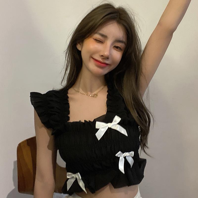 Jiashucheng Áo Sơ Mi Chiffon Tay Cánh Tiên Xếp Ly Dáng Ôm Thời Trang Mùa Hè Cho Nữ