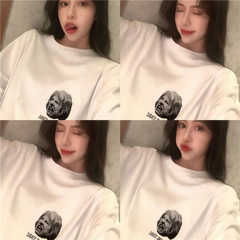 Jiashucheng Áo Thun Tay Lỡ Dáng Rộng Vừa Vặn Thời Trang Mùa Hè Cho Nữ @ @