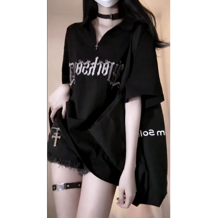 Áo Thun Nữ Ngắn Tay Thêu Chữ Phong Cách Hàn Quốc