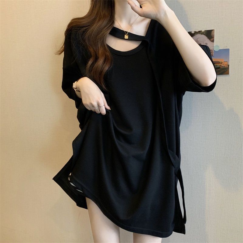 Jiashucheng Áo Thun Ngắn Tay Dáng Rộng Dài Vừa Kích Thước Lớn Thiết Kế Mỏng Mùa Hè Kiểu Mới Cho Nữ
