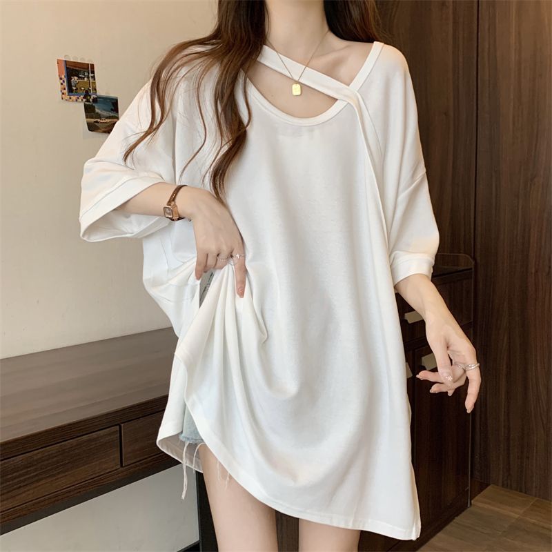 Jiashucheng Áo Thun Ngắn Tay Dáng Rộng Dài Vừa Kích Thước Lớn Thiết Kế Mỏng Mùa Hè Kiểu Mới Cho Nữ
