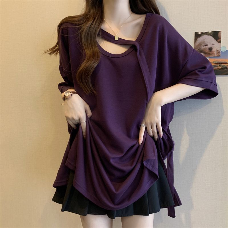 Jiashucheng Áo Thun Ngắn Tay Dáng Rộng Dài Vừa Kích Thước Lớn Thiết Kế Mỏng Mùa Hè Kiểu Mới Cho Nữ