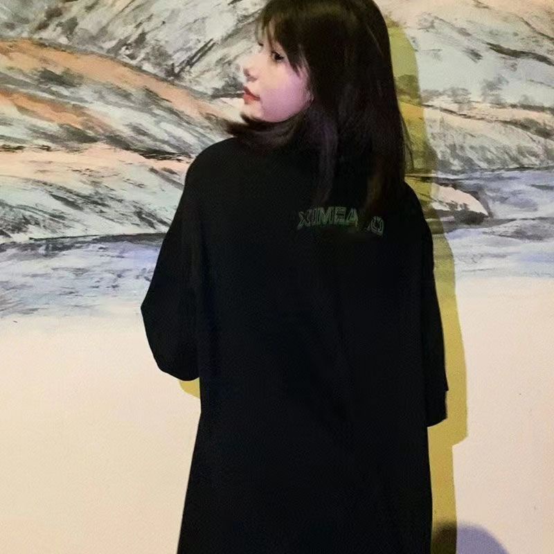 Áo Thun Nữ Ngắn Tay Dáng Rộng Phong Cách Hip Hop Mỹ Cá Tính