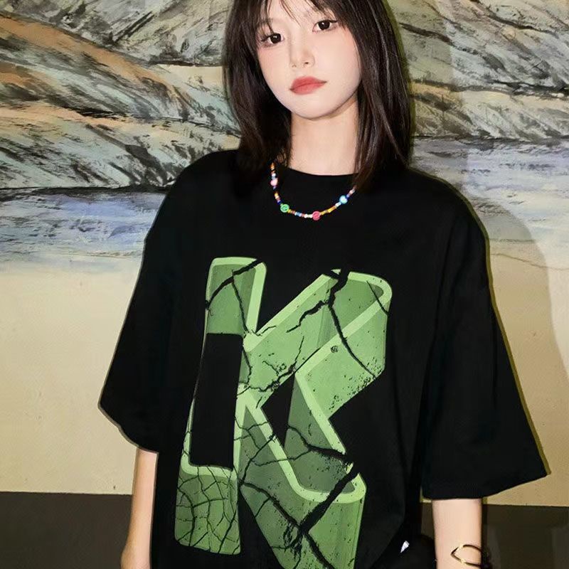 Áo Thun Nữ Ngắn Tay Dáng Rộng Phong Cách Hip Hop Mỹ Cá Tính